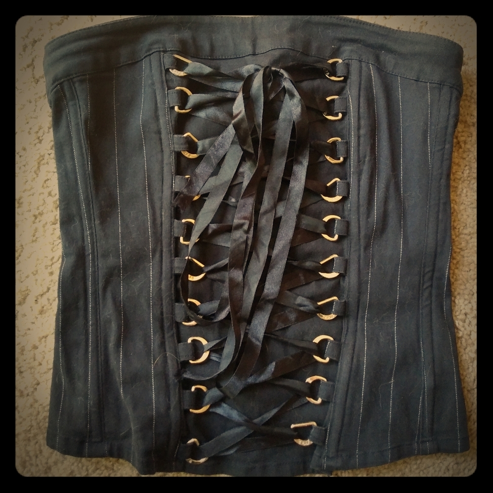 Black Pinstriped Corset